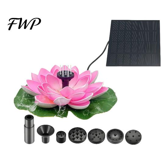 Solar Water Fountain Lotus Floating Bird Bath Powered with Interchangeable Nozzles for Garden Pond Patio Yard Decor