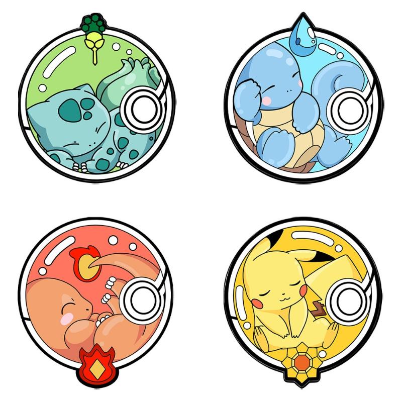 4Pcs Pokemon Enamel Pins Set Pikachu Charmander Play Poké Ball Brooch Cute Lapel Cosplay Badges Cartoon Jewelry Accessories