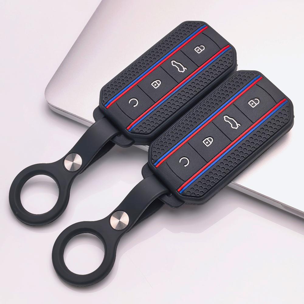 Key Shell Cover for Chery Jaecoo J7 J5 with Keychain Ergonomic Soft Key Shell for 4 Button Chery Jaecoo Smart Car Remote Key Anti-Scratch Surface