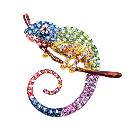 Brooch Versatile Lizard Gecko Pin Sparkling Rhinestones Inlaid Glossy Fade-Resistant Finish Badge Sweaters Scarves Handbags Hats