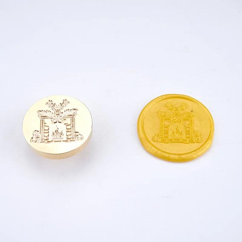 Siegellack Siegel Weihnachtsserie Siegel Dunhu Feuerfarbe Siegel Kupferkopf Massiv Messing Schnitzen Wachsgranulat