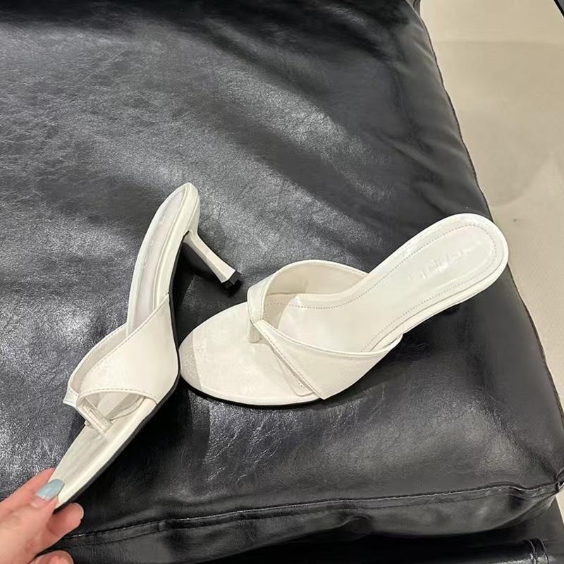 Fashion SUOJIALUN 2025 Summer New Brand Women Slipper Fashion Open Toe Slip On Slides Ladies Elegant Thin High Heel Dress Pumps Slides