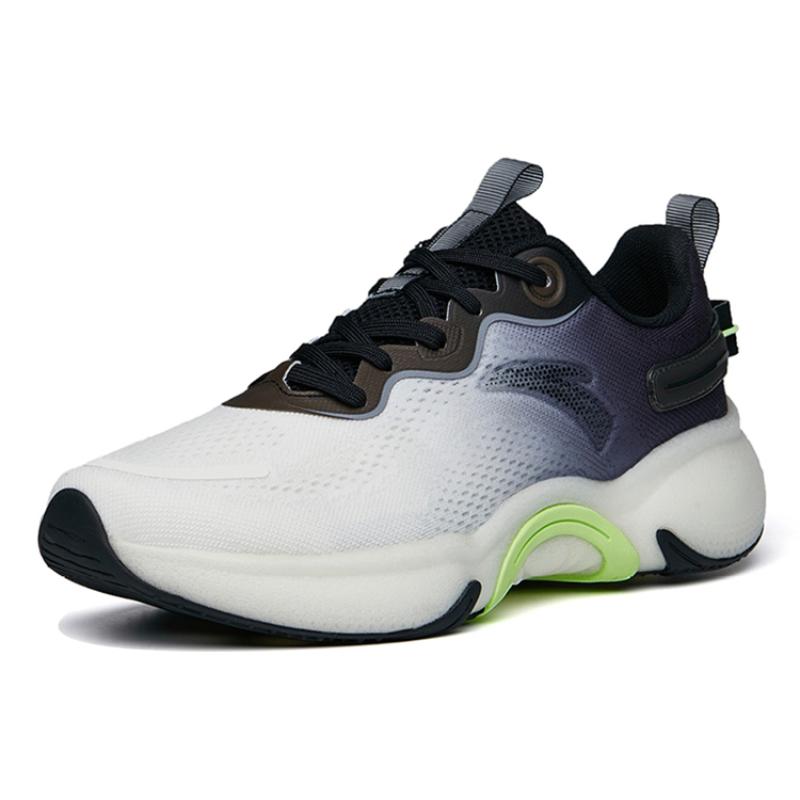 Anta Cushioned Slip-Resistant Abrasion-Resistant Low-Top Running Shoes Men's White Black Sneakers 112225520-4
