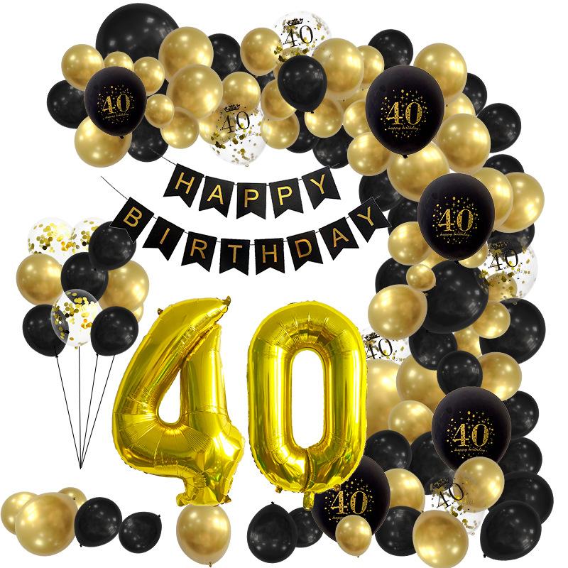 32 Inch Black Gold Birthday Balloon Wreath Set 18th 30th Birthday Party Balloon Chain Supplies