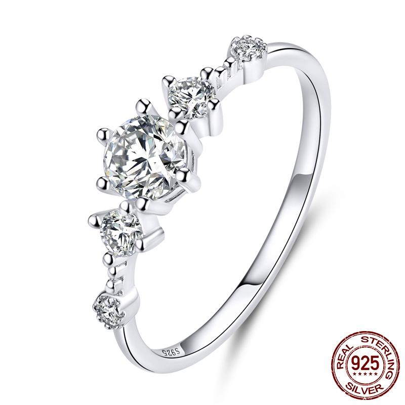 925 Sterling Silver Simple Rings for Women Wedding Engagement Heart Rings with Zircon  Female Jewelry 2025