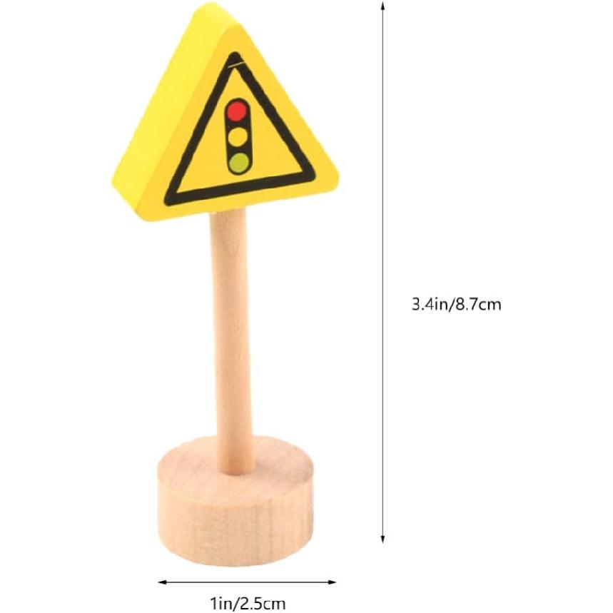 Wooden Road Construction Traffic Sign: 50pcs Toy Street Signs Small Toy Cars and Other Diecast Vehicles Wood Cars Toys Traffic Signs Toys