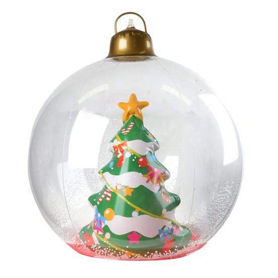 24 Inch Inflatable Christmas Ball Ornament Large Clear Blow Up Ball Christmas Decoration with Snowman Santa Tree Inside for Holiday Yard Lawn Decor