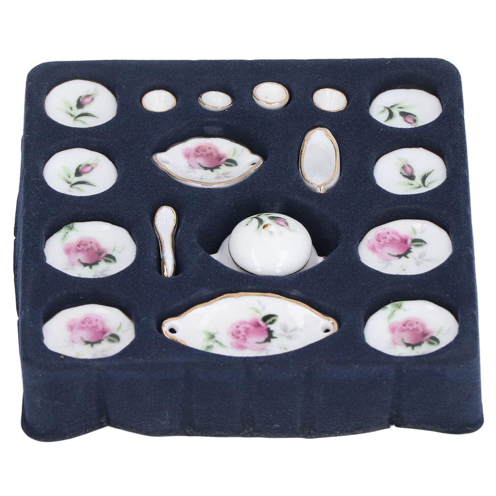 1:12 Dollhouse Miniature Porcelain Tea Cup Set Exquisite Decorative Dollhouse Kitchen Accessories