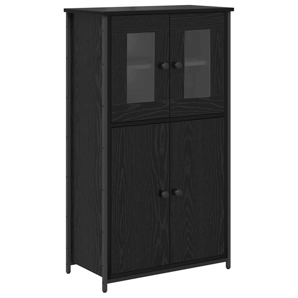 Highboard in Black Oak Look 62 x 32 x 106.5 cm Particleboard