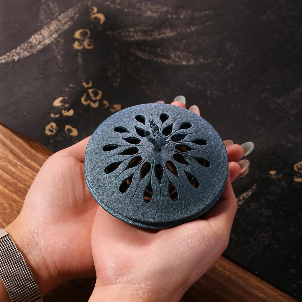 Stylish incense burner, Buddhist altar accessory, interior decoration, spiral incense holder with lid, alloy deer motif ornament, aromatherapy