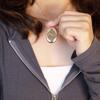 December Birth Flower Oval Necklace with Engravable Pendant and Photo Album Clavicle Chain
