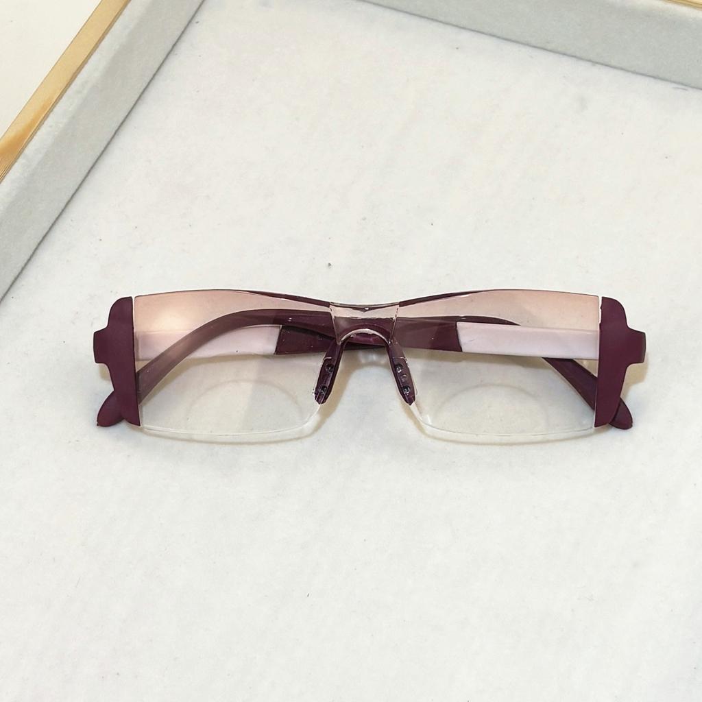 3-Pack Minimalist Bifocal Reading Glasses for WomenAnti-Blue Light Rimless Design Rectangular Shape Plastic Hinge