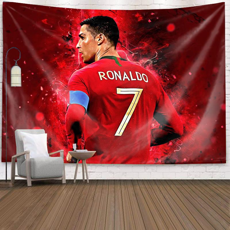 Champions League Star Ronaldo Hintergrundtuch Fußballstar Cristiano Ronaldo Zimmerdekoration Wandtuch Wandteppich Mehrere Größen 74x94cm(29x37in) red