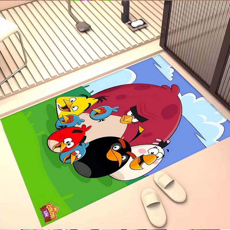 Angry Birds Print Rug, Washable Floor Carpet, For Entryway Dorm Laundry Room Office Study, Home Decor Birthday Christmas Gift