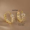 1 Pair Lainy Nature-Inspired Wheat Ear Drop Earrings - Golden Alloy Floral Design with Synthetic Synthetic Zirconia Stones, Casual To Formal Jewelry