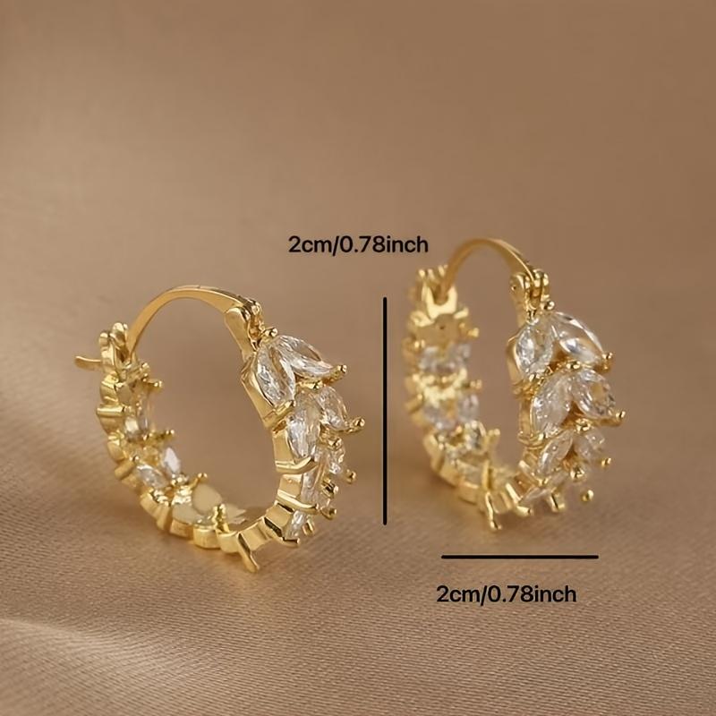1 Pair Lainy Nature-Inspired Wheat Ear Drop Earrings - Golden Alloy Floral Design with Synthetic Synthetic Zirconia Stones, Casual To Formal Jewelry