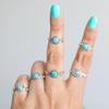 Turquoise Round Gemstone Ring, Solid 925 Sterling Silver Ring, Birthday Gift Ring, Boho Ring, Silver Jewelry, Party Ring, Mom Gifts