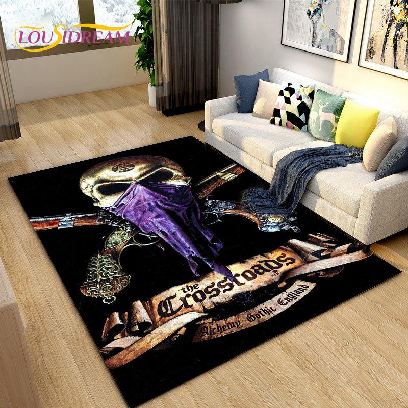 3D Horror Death Skull Pirate  Area Rug,Carpet Rug for Living Room Bedroom Sofa Doormat Decoration, Kids Play Non-slip Floor Mat