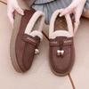 Women's Winter Warm Platform Moccasins Slippers Fuzzy Faux Suede Loafers with Fleece Lined Non Slip House Shoes Indoor Outdoor Walking Shoes for Women