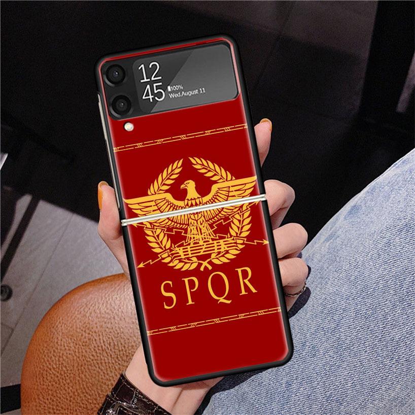 SPQR Roman Imperial Legionv Phone Case For Samsung Z Flip 7 6 5 4 3 Galaxy ZFlip7 ZFlip6 ZFlip5 ZFlip4 ZFlip3 5G Print Cover