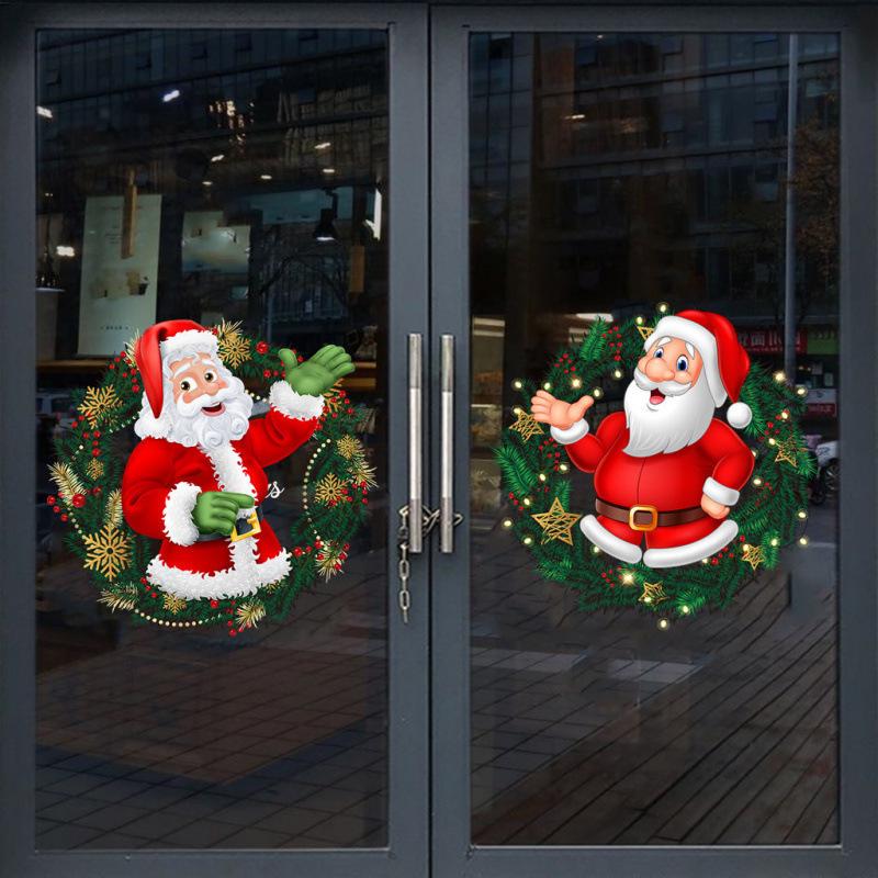 Self-Adhesive Cartoon Santa Claus Stickers for Living Room and Main Door - Christmas Decorations