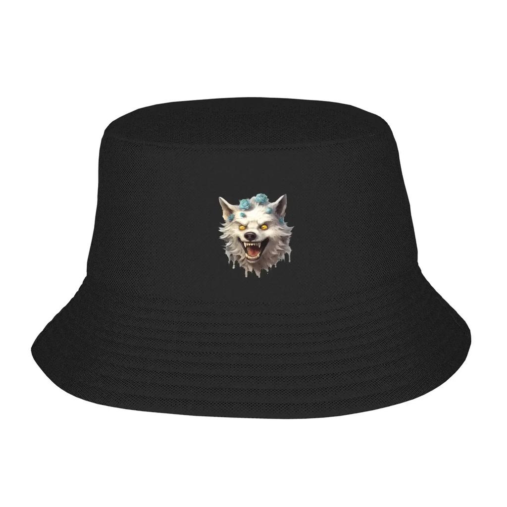 Wolf Head Design Bucket Hat Summer FisherUnisex Hat Outdoor Sun Protection Fishing Hunting Cap Unisex Ladies Sun Hat