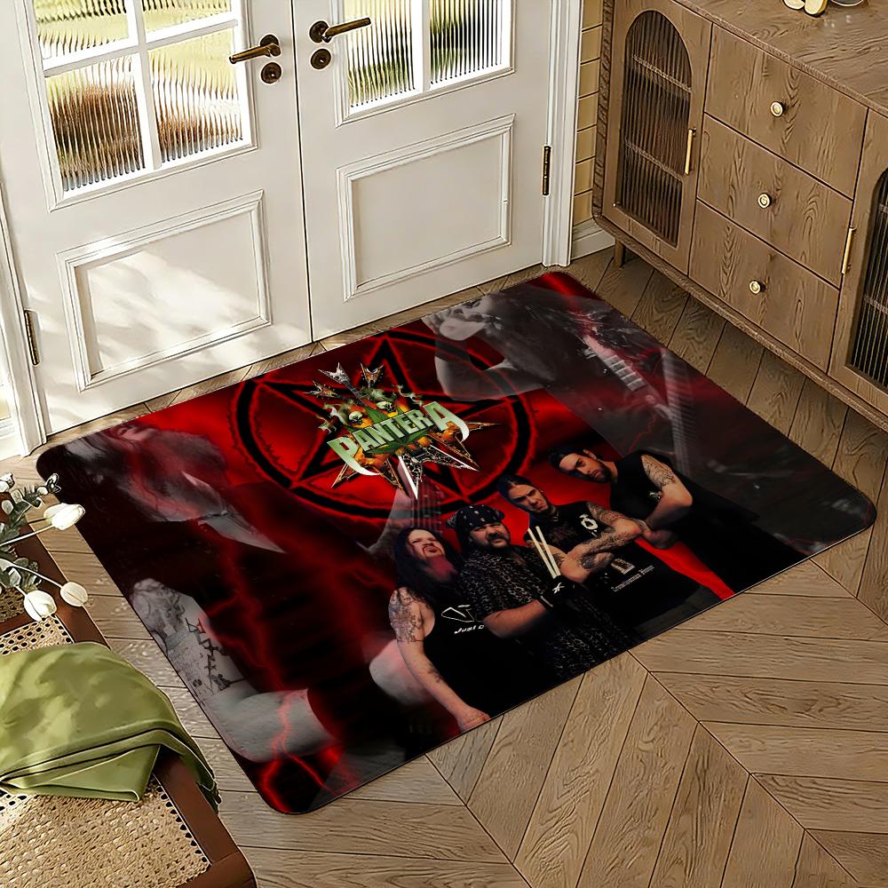 Pantera Band Style Rock Floor Mat Soft Thickened Absorbent Non-Slip Bedroom Living Room Door Mat Home Decor Flannel Rugs