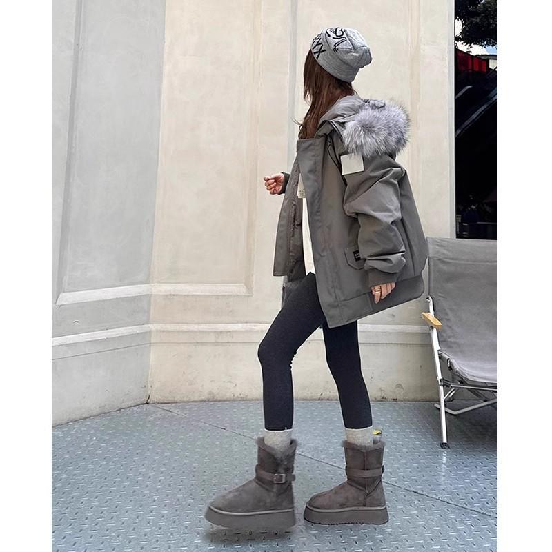 

Зимние ботинки-дутики на высокой толстой подошве, с коротким голенищем, увеличивающие рост, женские бархатные утепленные сапоги-трубы, зимние хлопковые ботинки серого цвета, новинка 2025 40