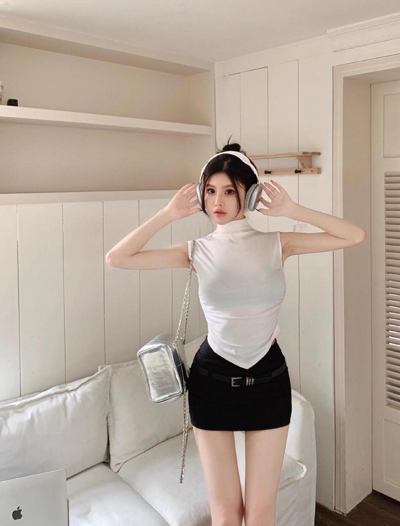 Women's Summer 2024 Gray High Waist A-line Mini Skirt - Versatile Slimming Petite Fit