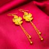 Plated Girls Fashion Sand Gold Lotus Women's Ear Hook Flower Tassel Earrings