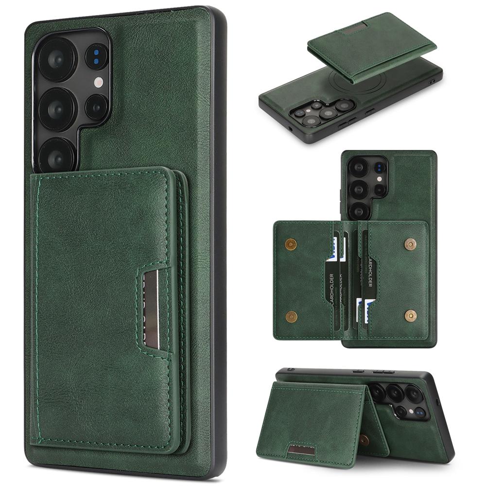 High-end Business Magnetic Cover For Samsung S26 Ultra S25 Edge S24 FE S23 Plus Kickstand Cards Bag Slots ShockProof Phone Case