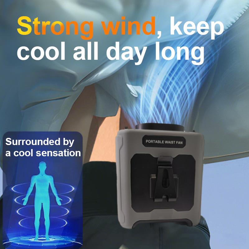 10000mAh Wearable Waist Fans Portable Mini Hanging Neck Fan Outdoor Camping Sports Waist Fan with Power Bank LED