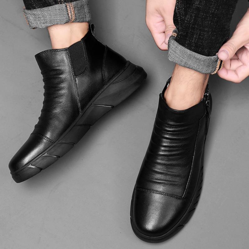 Scarpe Business Classiche Invernali da Uomo High Top 2024 Stivali da Motociclista da Uomo in Vera Pelle All-match Comodi Stivaletti da Uomo