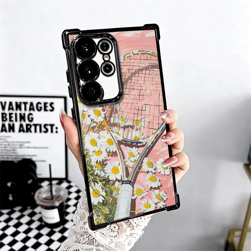 Tennis Sport Plating Phone Case For Samsung Galaxy S24 S25 FE S26 Edge S23 Ultra S22 S21 Plus S20 Anti-Fall Airabag Cover