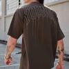 YOUNGLA Men's Oversized Cotton Gym T-shirt - Round Neck, Short Sleeve, 240 Fabric