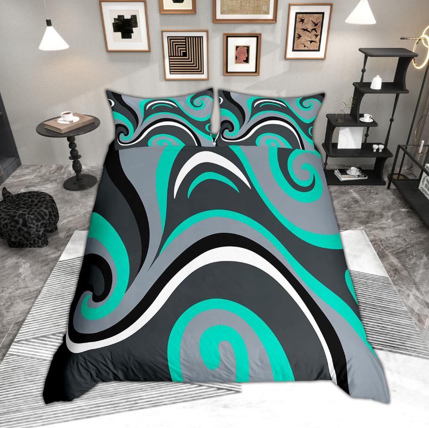 Comforter Homewish Contemporary Geometric Modern Abstract Art Set Aesthetic Swirl Bedding Set