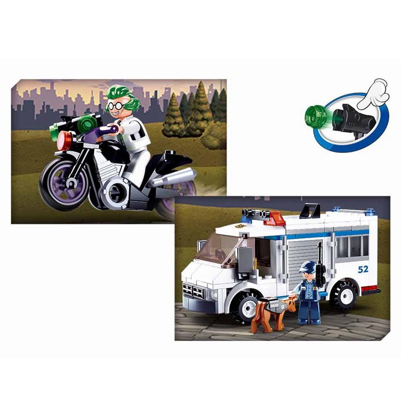 SLUBAN SWAT Children's Toys Car Boy Assembling Building Blocks criminal investigation Police Truck Dog