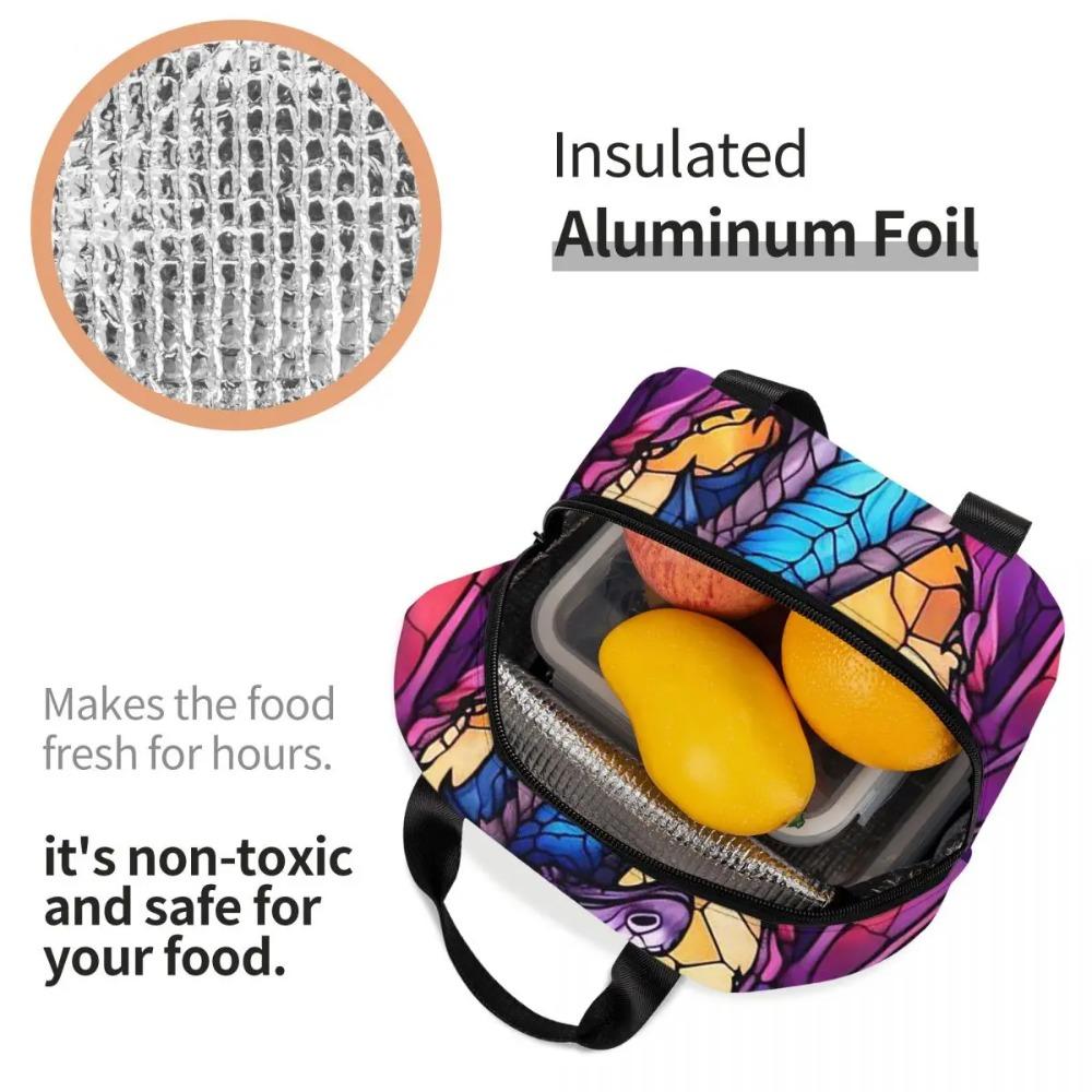 Glass Purple Dragon Pattern Insulated Lunch Bag for Women Office Cooler Thermal Food Box Tote Portable Lunch Boxes Container