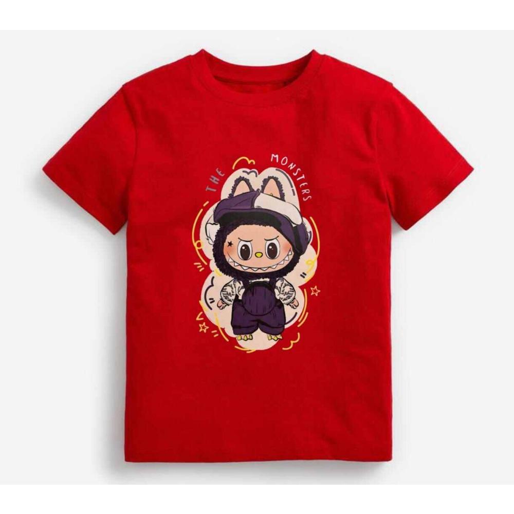 2025 New LABUBU Children's T-shirt Fashionable and Versatile Style Round Neck Short Sleeved Casual Girls' Top