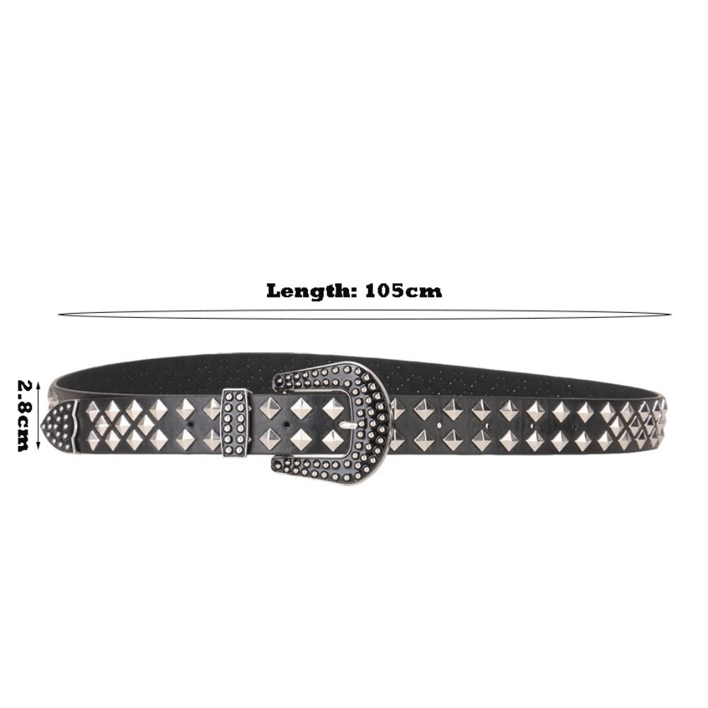 Casual Vintage PU Leather Belt Y2k Punk Style Rivet Punk Belt Adjustable Subculture Belt Unisex