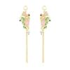 Winter Retro Fan Tassel Earrings: 925 Silver, Enamel & Pearl Ornaments
