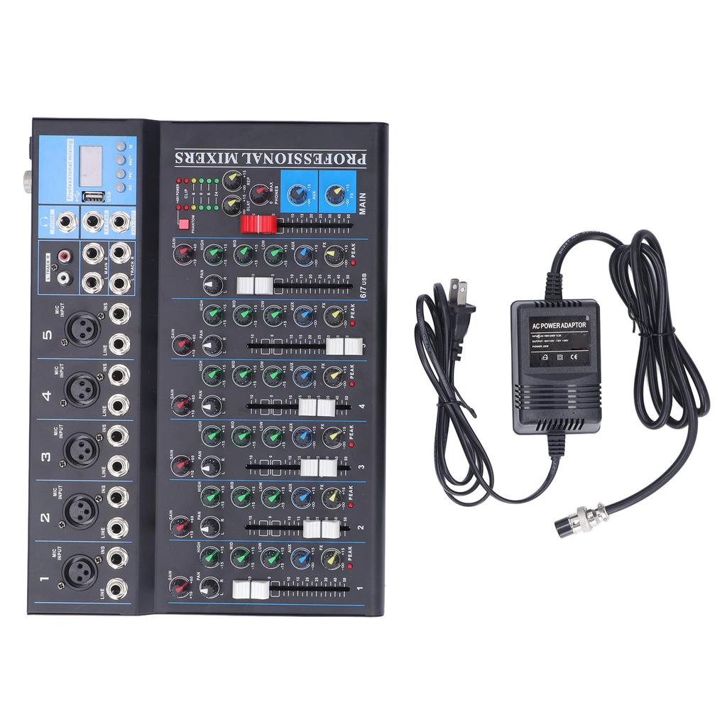 7 Channel Mixer USB Sound Board Mixing Console Professional Stage Equipment 100‑240V US Plug