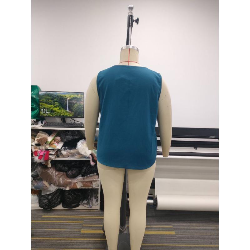 Damen Boho Locker Übergröße Diagonal Knopf Ärmellos Hemd Tanktop