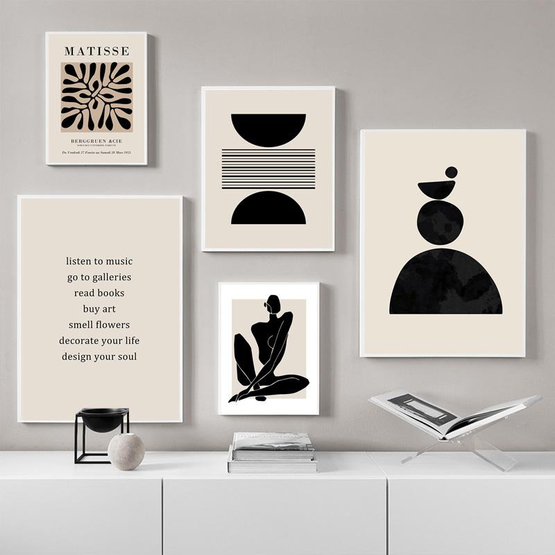 Abstract Bohemian Wall Art Print Poster Boho Canvas Paintings Minimalist Body Lines Modern Living Room Interior Home Decoration