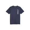 Logo Letter Print Round Neck Short Sleeve T-Shirt Men Tops Navy-Blue 523843-06