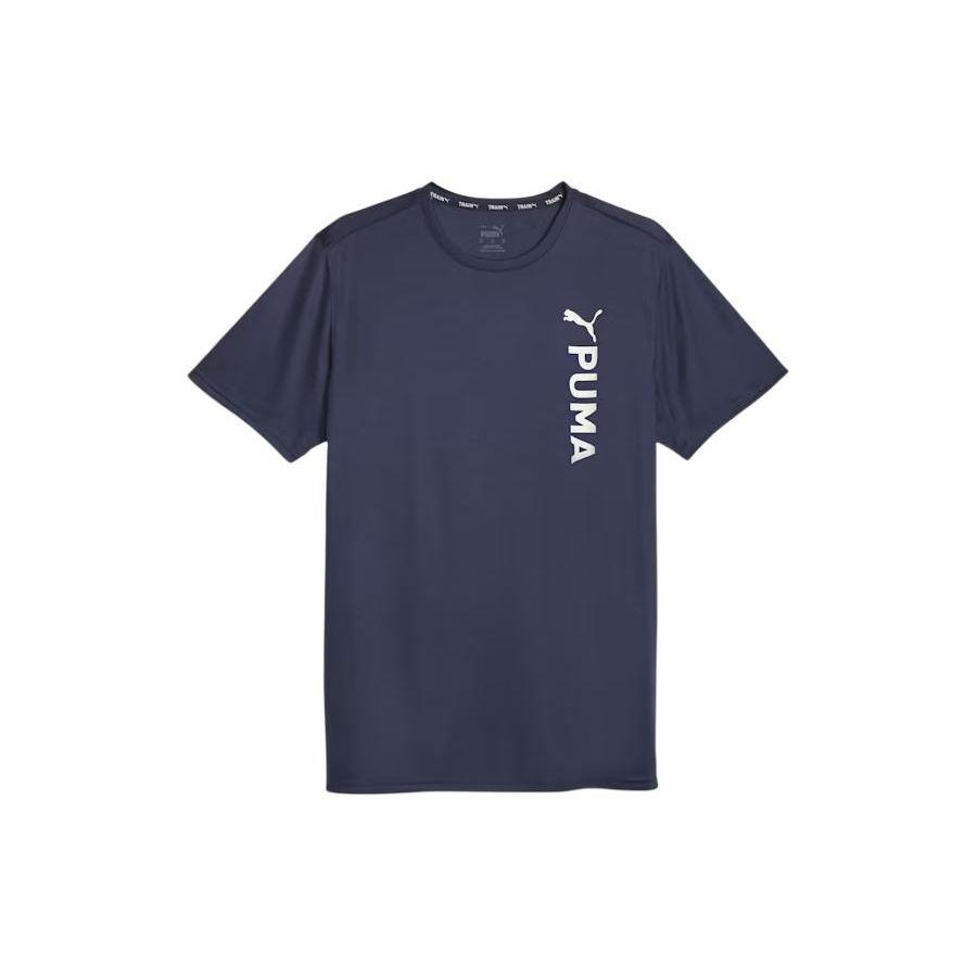 Puma Logo Letter Print Round Neck Short Sleeve T-Shirt Men Tops Navy-Blue 523843-06