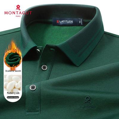 Montagut Herren Langarm-Poloshirt aus Seidenmischung
