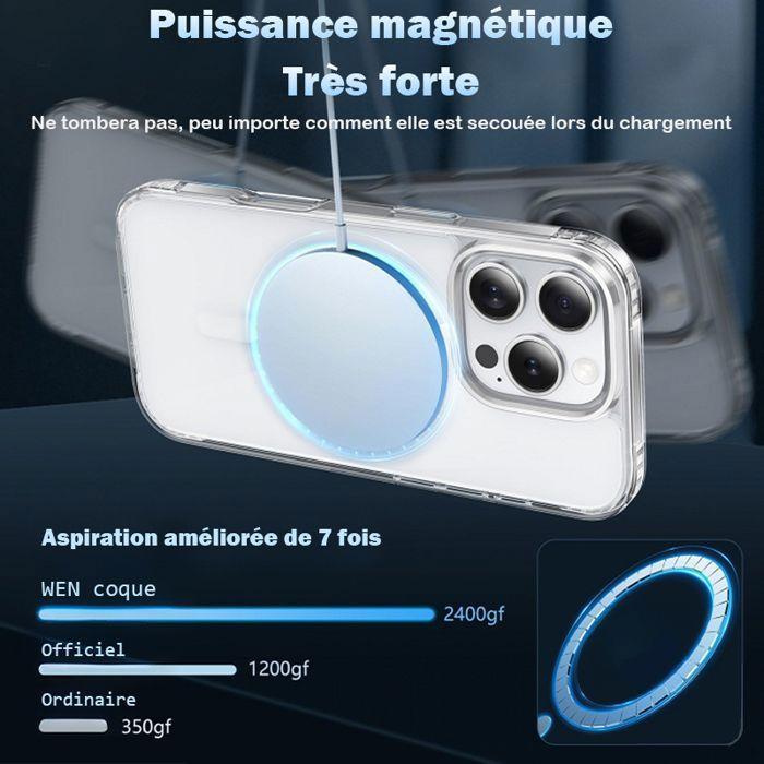 Coque de téléphone - WENZYLIQUOX - iPhone 13 (6,1") - MagSafe magnétique - Verre trempé & protège-caméra - Bords TPU antichoc