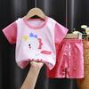 2025 Kids' Short Sleeve Summer Pajama Set - Boys and Girls Baby T-shirt and Shorts