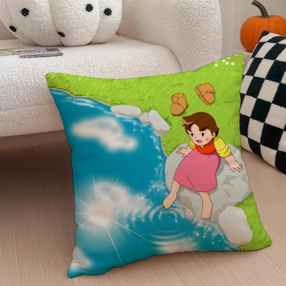 Heidi Peter And Grandpa Alps Goat Mountain Cushion Cover Throw Pillow Cover Hidden Button Durable Polyester Chair Cushion